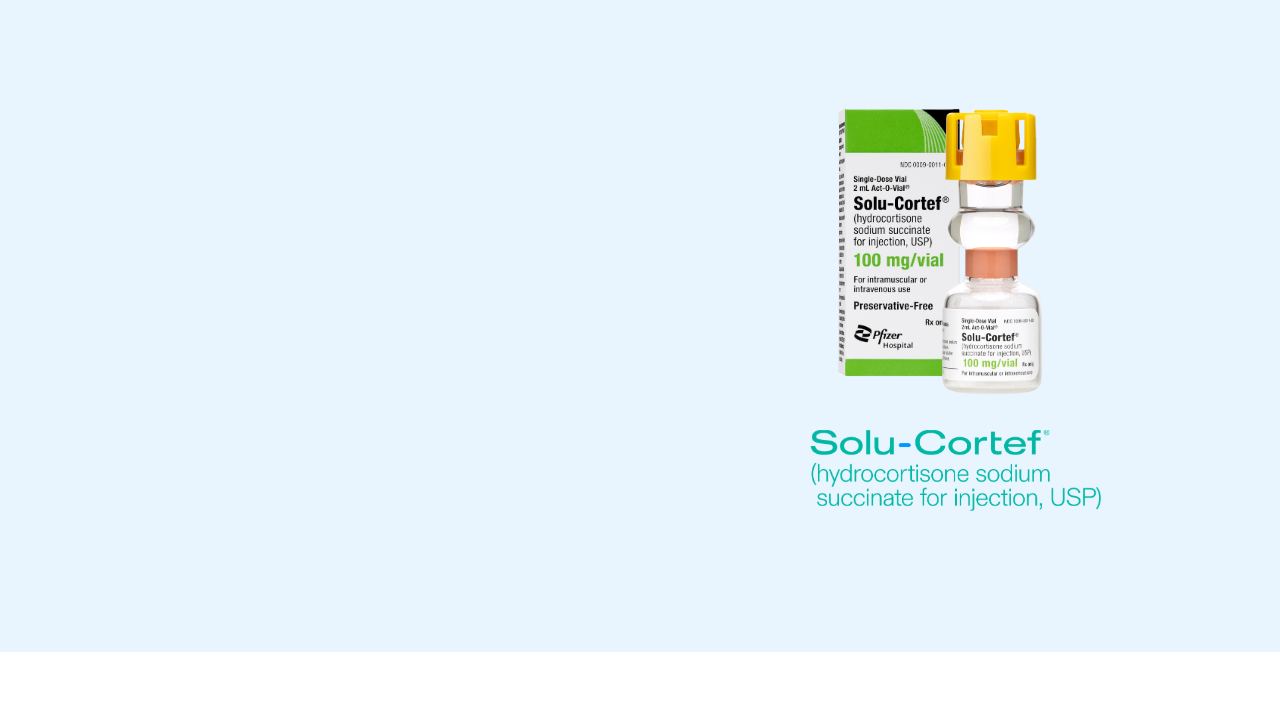 Solu-Cortef logo with vial image