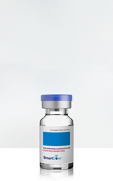 Text reading "discover how SmartDose can help streamline pharmacy processes" and image of SmartDose vial